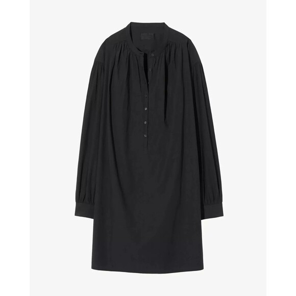Nili Lotan Najam Mini Shirt Dress Long Sleeve Solid Oversized Black S NEW 273880 - Picture 2 of 6
